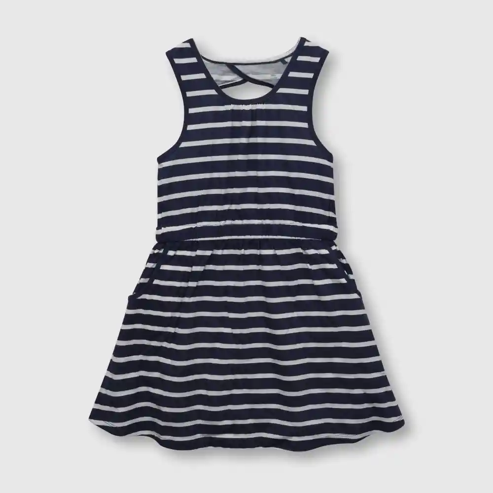 Vestido Listado De Niña Azul Talla 6 Años