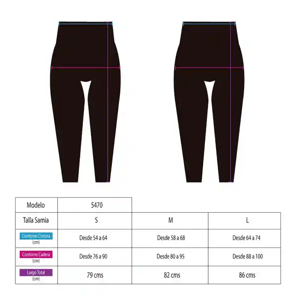 Calzas Básica Tiro Alto Azul Talla M Samia