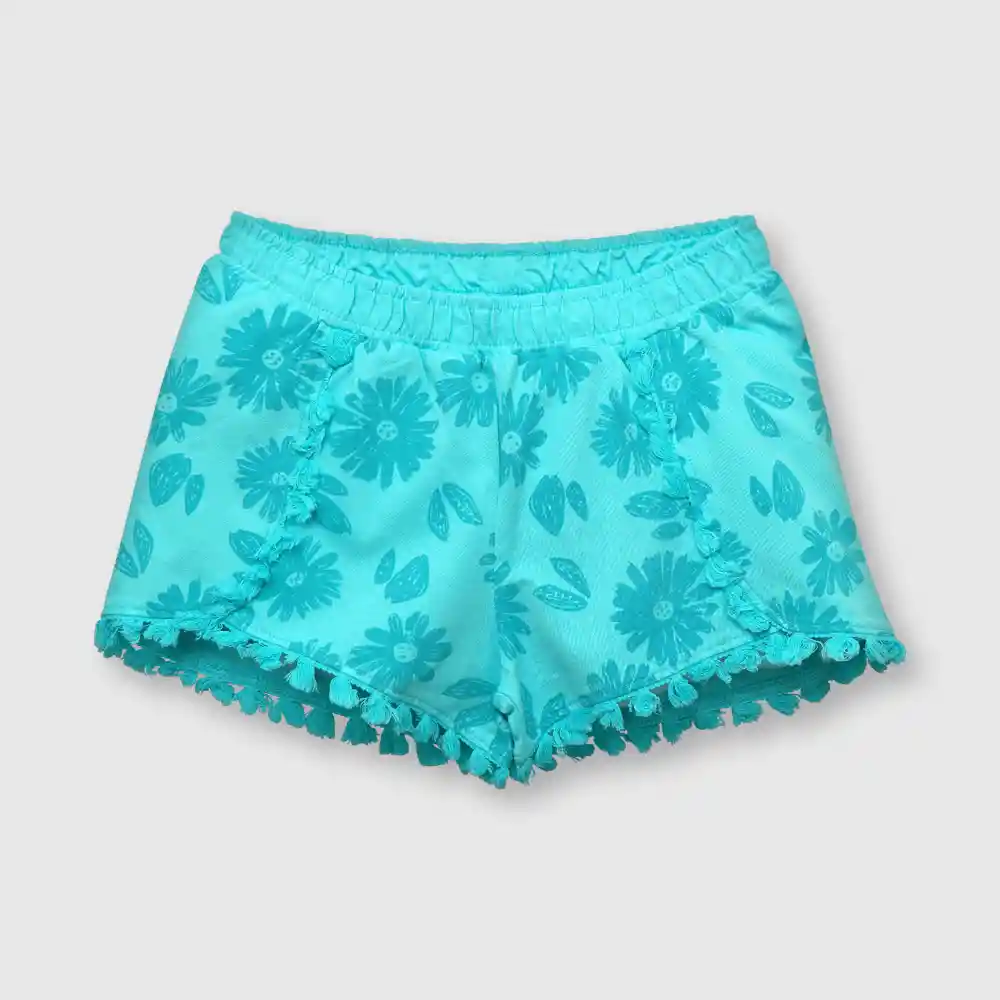 Short Estampado De Punto De Niña Turquesa Talla 8a