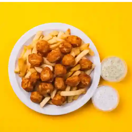 Pop-corn con Papas Fritas y Salsa