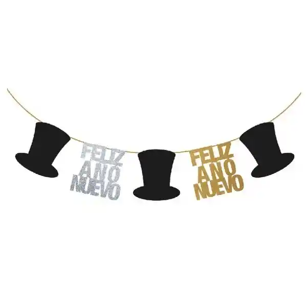 Guirnalda Feliz Año Nuevo Sombrero Copa