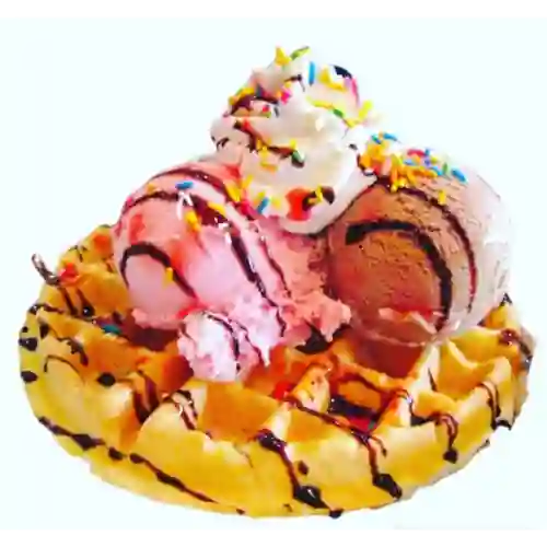 2 Waffles Bombon con Helado Relleno