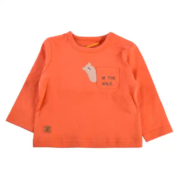 Polera Manga Larga Bebé Niño Color Terracota Talla 3 M Pillin