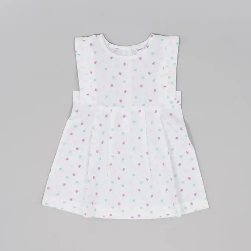 Vestido Plisado Bebé Niña Blanco Talla 9m