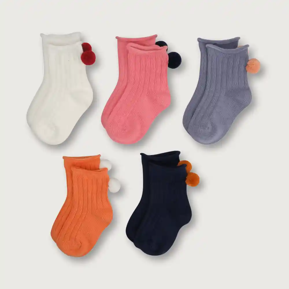 Pack Calcetines De Niña Pompón Azul Talla 20/22