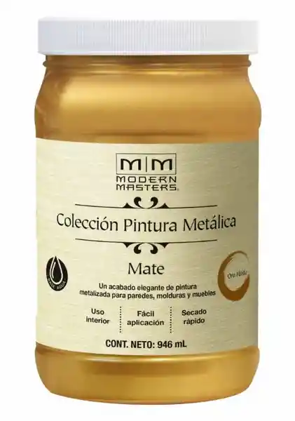 Modern Masters Pintura Base Agua Metálica Mate Oro Pálido