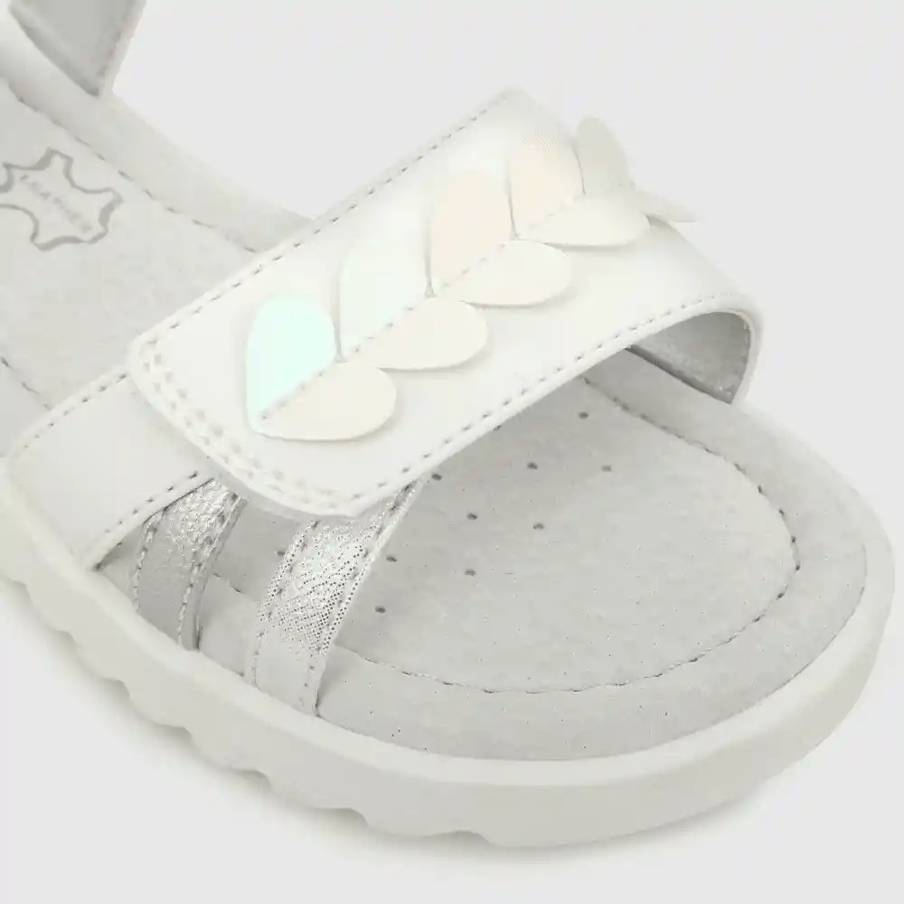Sandalias Hebilla Doble Ajuste De Niña Blanco Talla 32