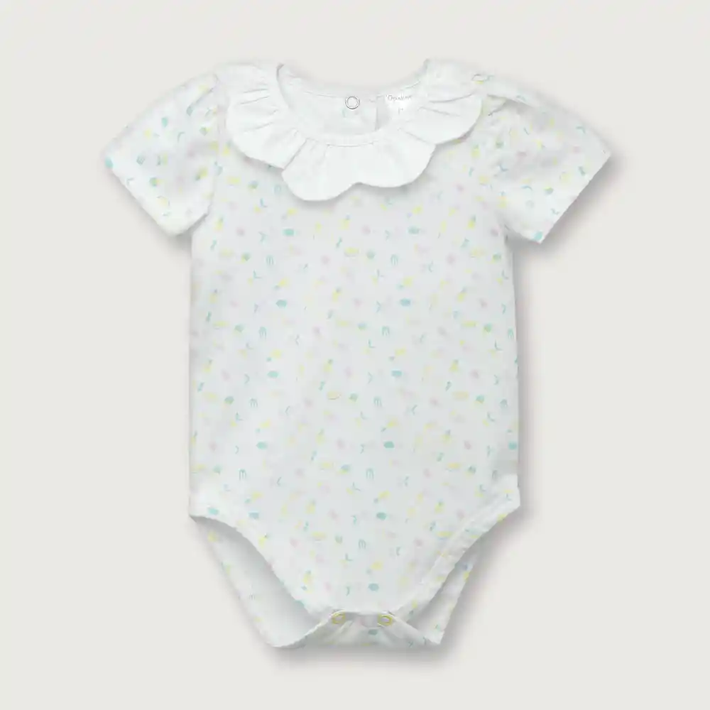 Body Manga Corta De Niña Blanco Talla 9 Meses