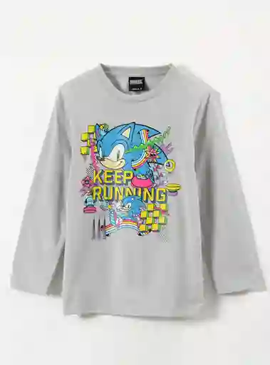 Sonic Polera Manga Larga Gris Talla 8 314010630 no V25