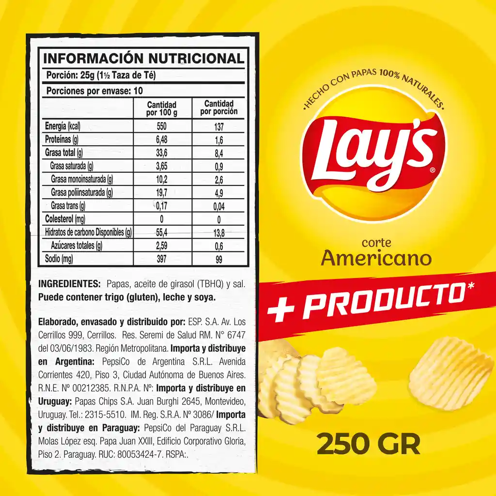 Papas fritas Lays corte americano