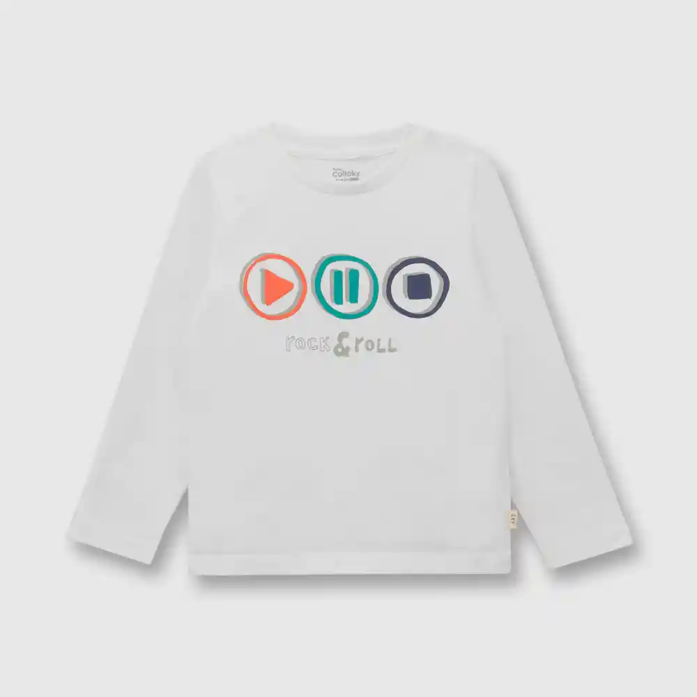 Polera Play Bebé Niño Blanco Talla 3/6 Meses