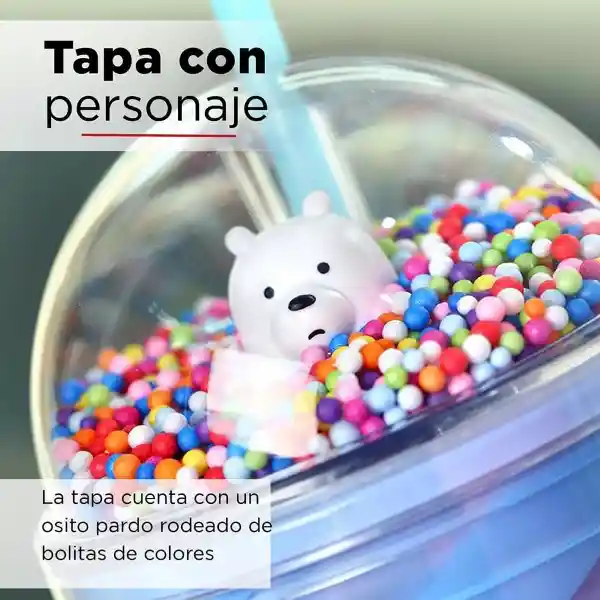 Vaso Polar con Tapa y Bombilla Azul Miniso