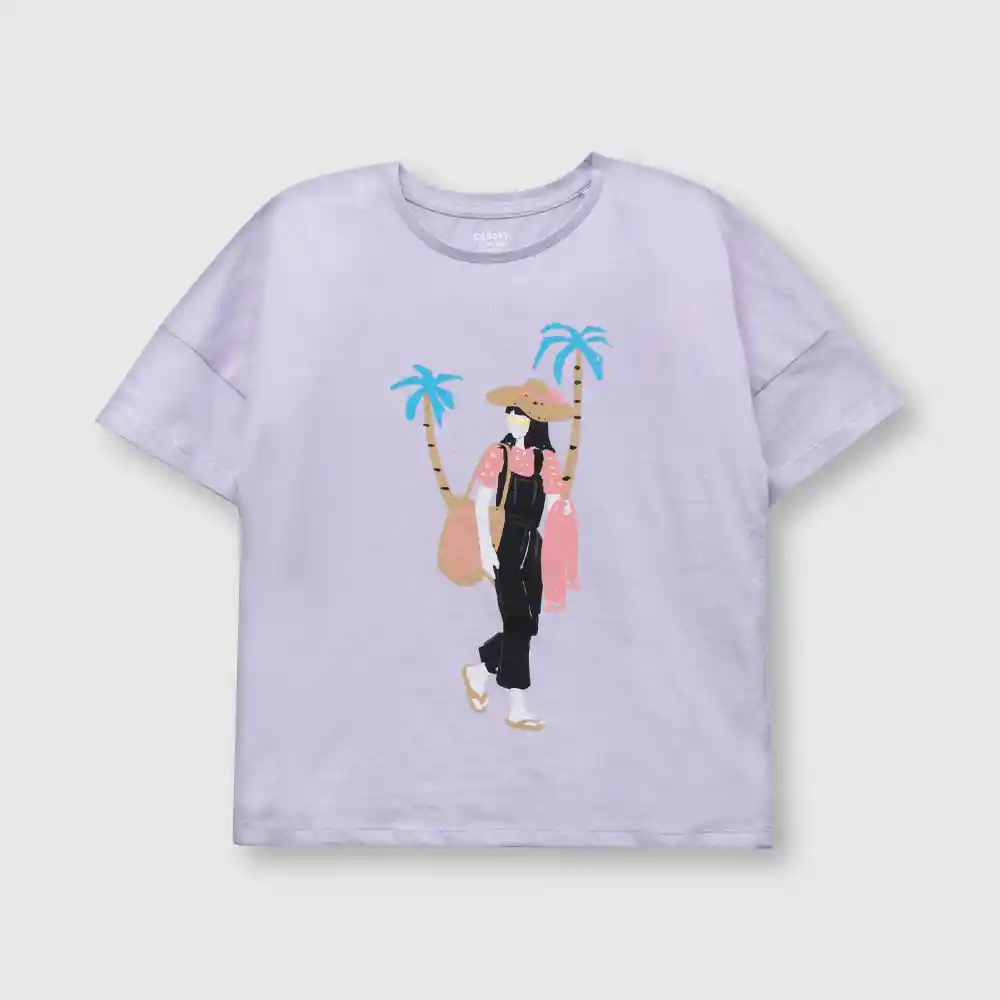 Polera Playera De Niña Lila Talla 3a