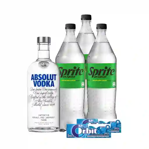 Combo Absolut Bebida Alcoholica de Vodka Orbit Chicle Sabor Men