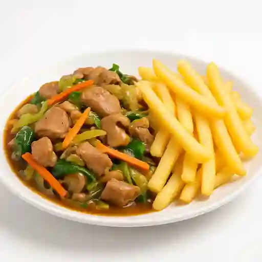 Colacion chapsui de cerdo - papas fritas