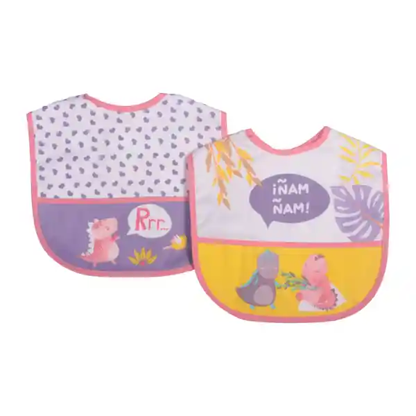 Set 2 Pzas Babero Bebe Niña Multicolor Pillín U