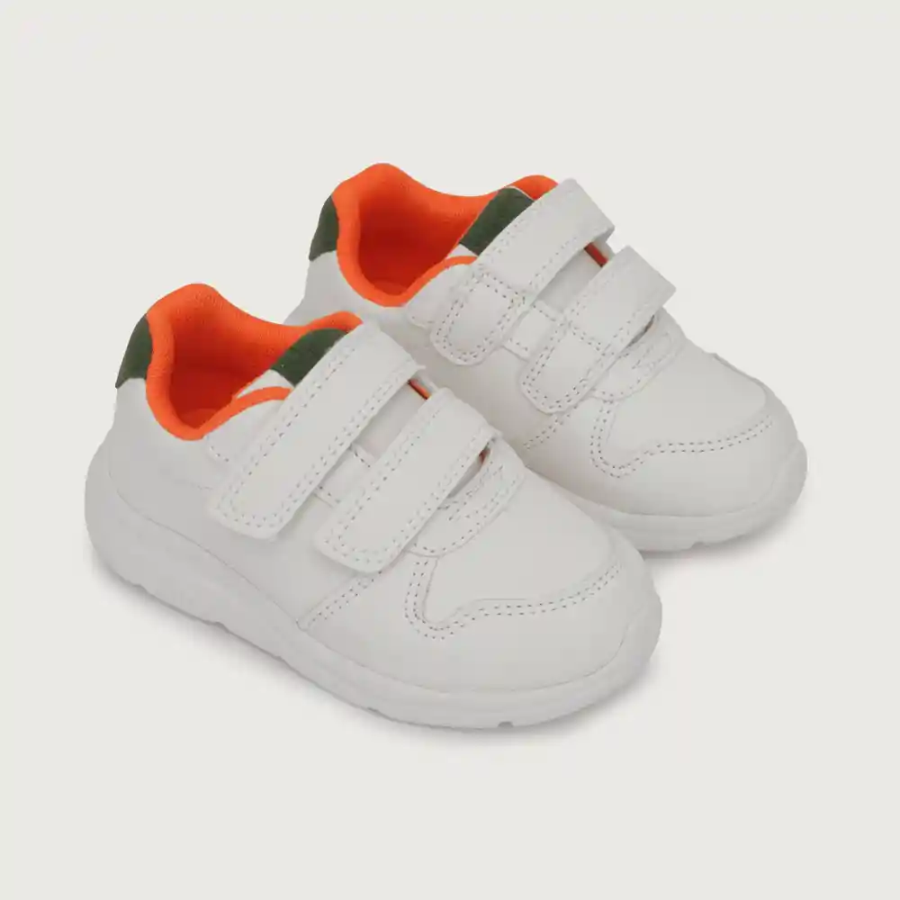 Zapatillas Deportiva Liviana Niño Blanco/naranja 24