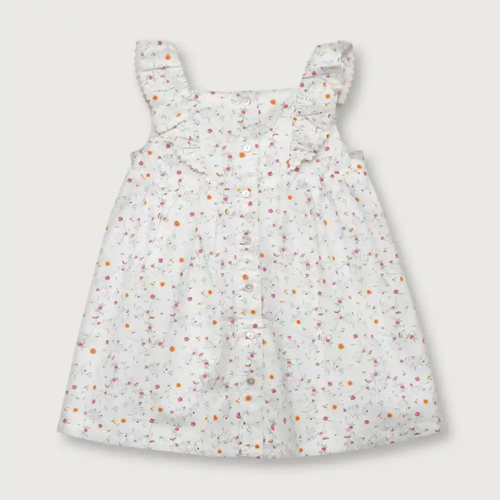 Vestido Sin Mangas Niña Blanco Talla 4m