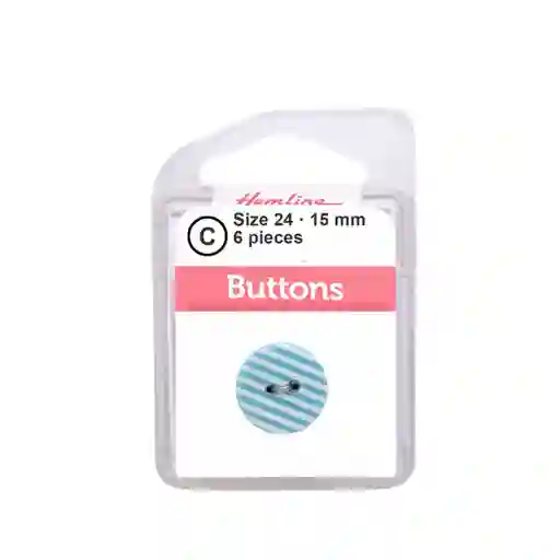 Botón Plástico Líneas Celeste 15 Mm 6 D Hb02124.06 15 Mm 6