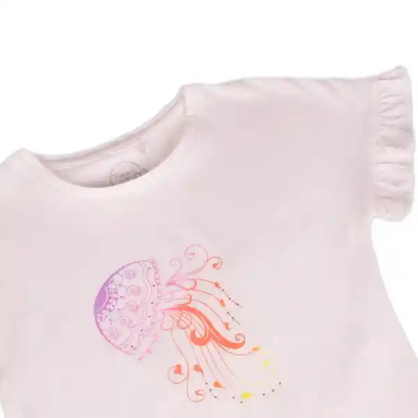 Polera Manga Corta Niña Blanco Talla 8 A Pillín