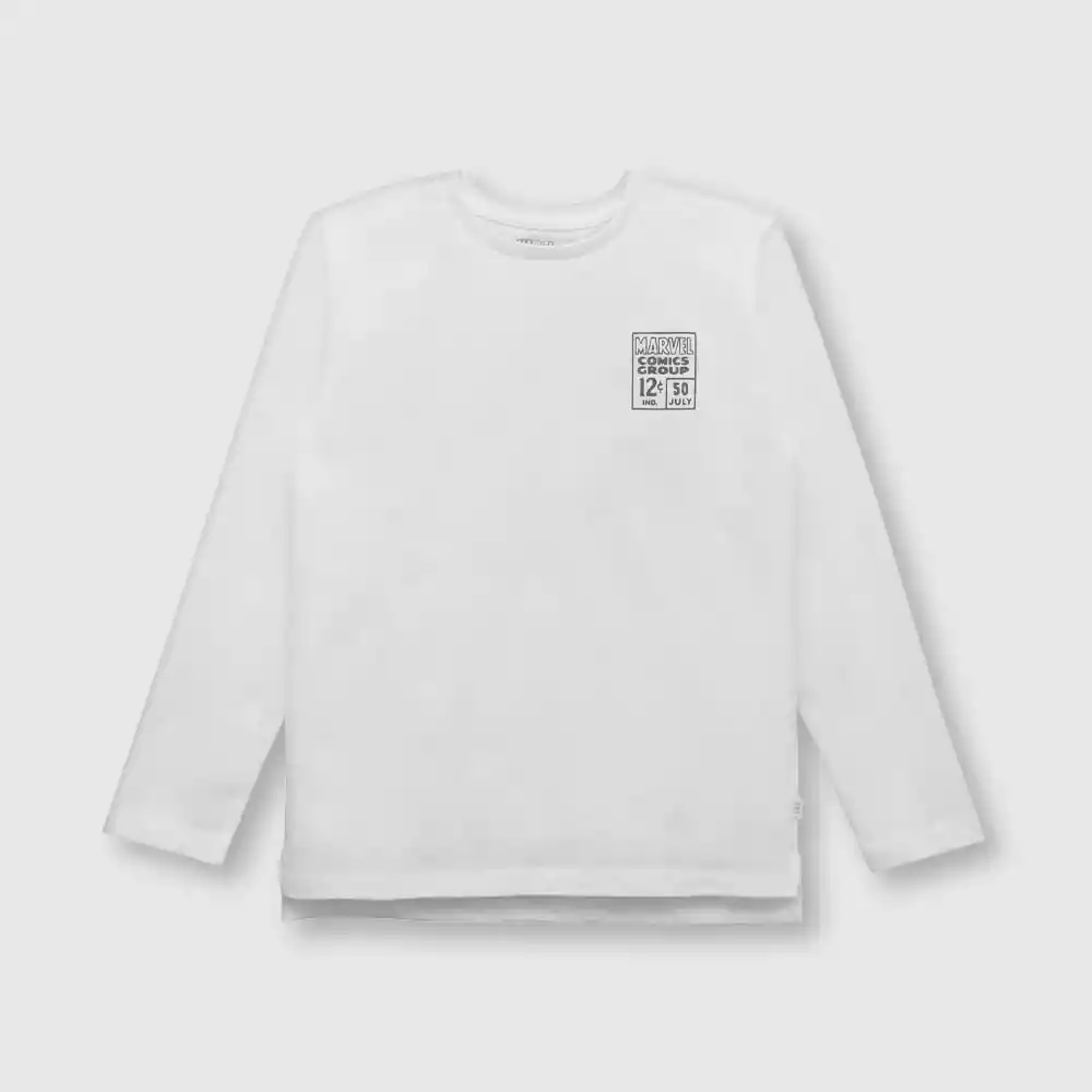 Polera Marvel Comics De Niño Blanca Talla 12 Años