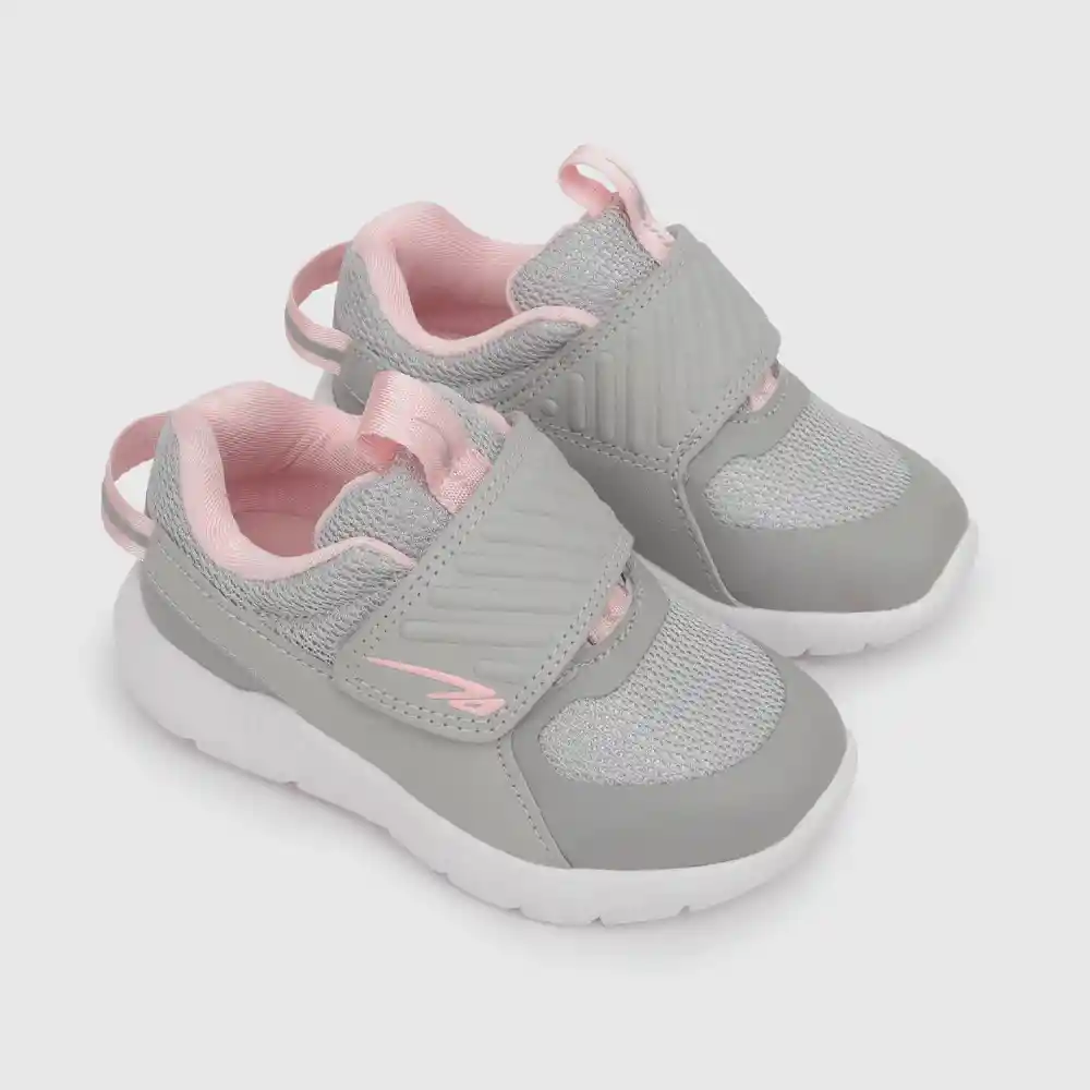 Zapatillas Deportivas Para Niña Gris Y Rosa Talla 24