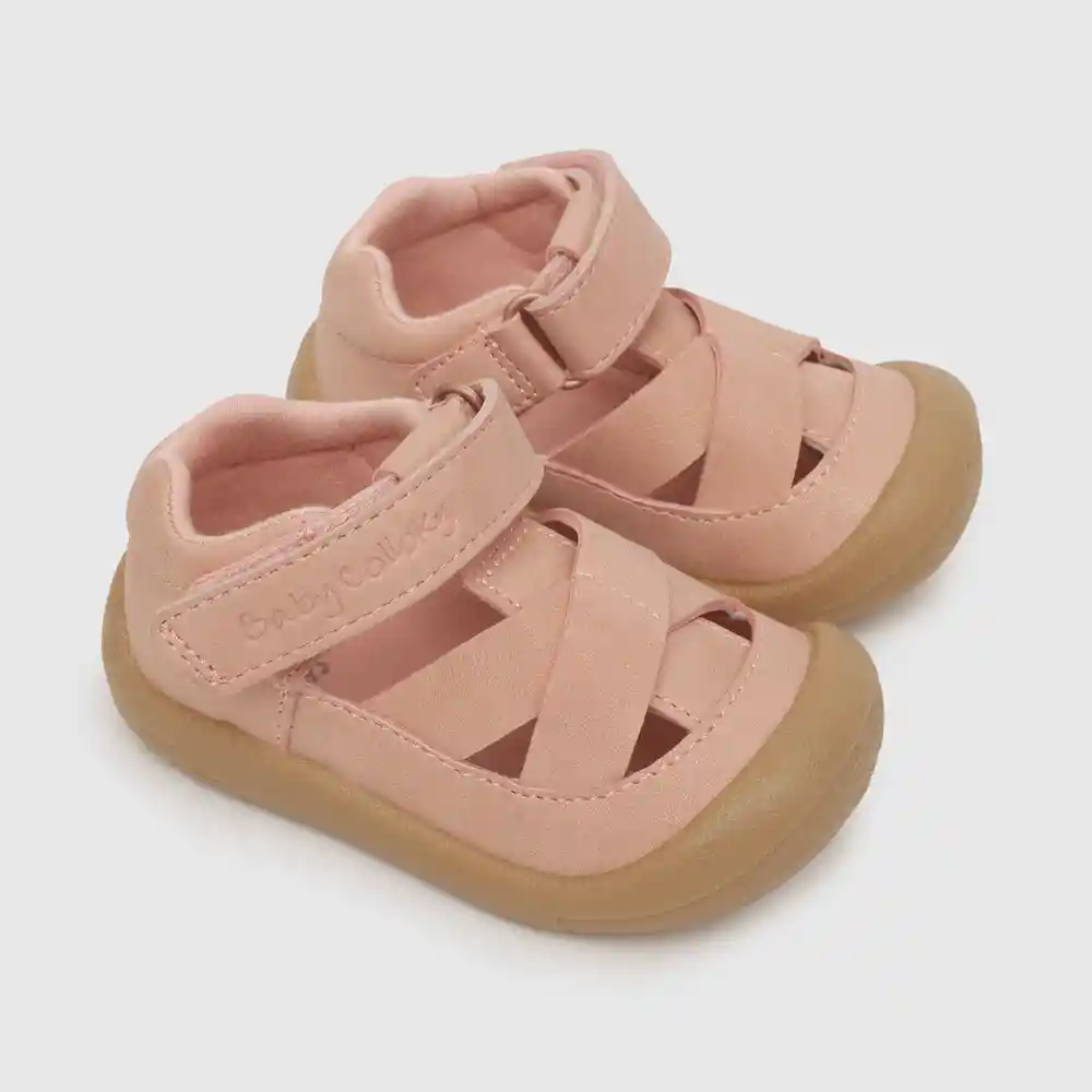 Sandalias Metalizada Con Velcro Niña Rosado Talla 17