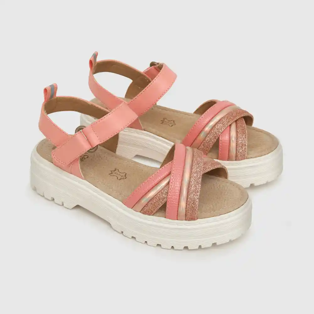 Sandalias Velcro Niña Naranjo Talla 38