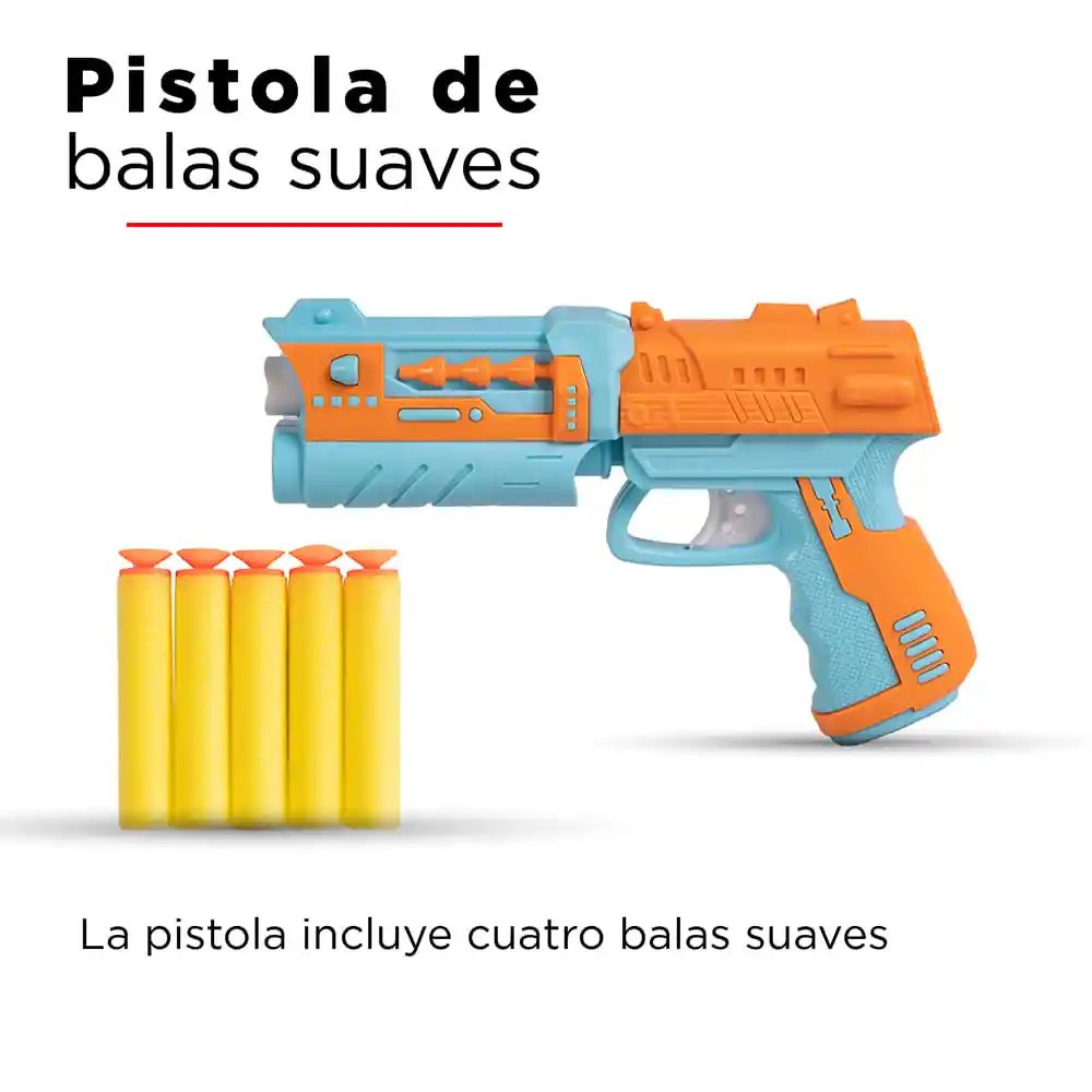 Miniso Pistola De Juguete Bala Suave Mode S038 Naranja Azul