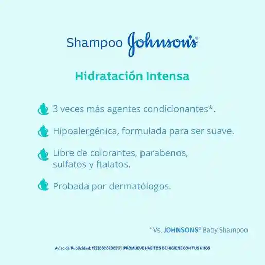 Johnsons Baby Shampoo Hidratación Intensa