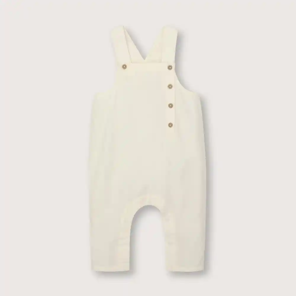 Jardinera Bebé Niño Larga De Lino Crema Talla 6 M