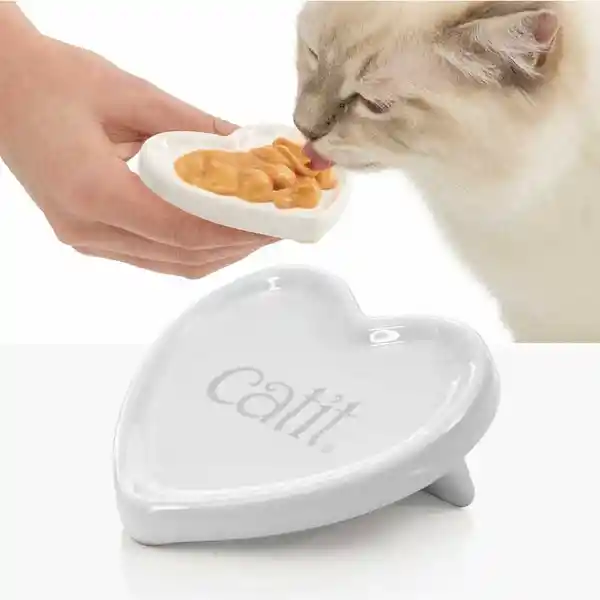 Catit Plato Corazón de Cerámica Para Gatos