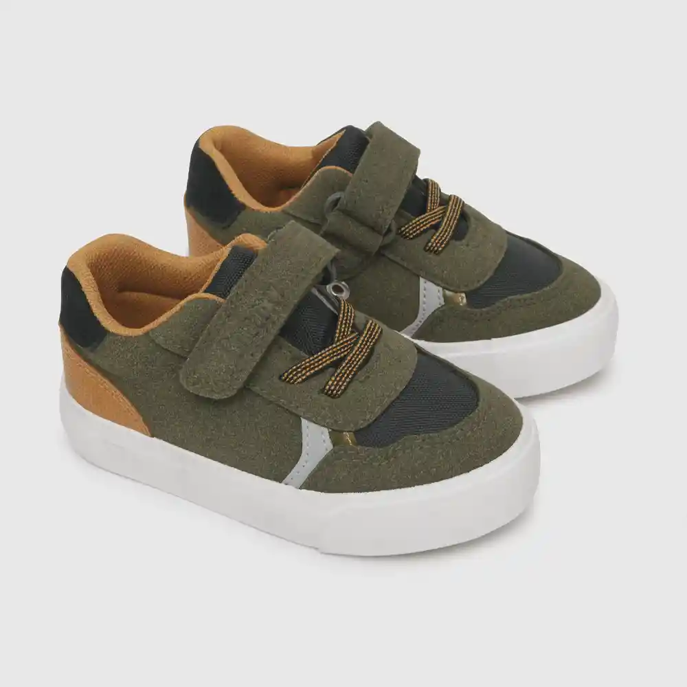 Zapatillas Urbana Velcro Elástico Verde Talla 27