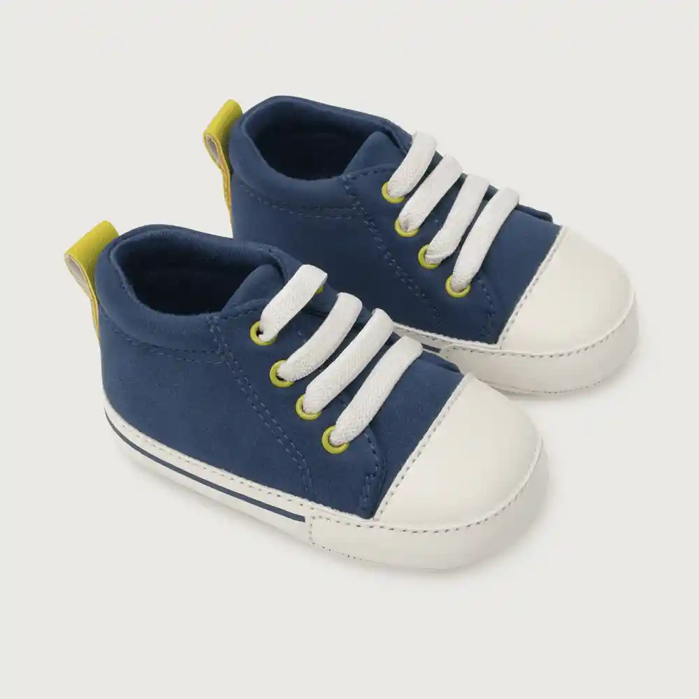 Zapatillas Para Bebé Niño Azul Y Blanco Talla 18
