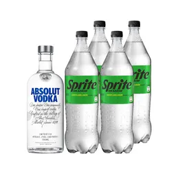 Combo Absolut Bebida Alcoholica de Vodka Sprite Gaseosas Sin Az