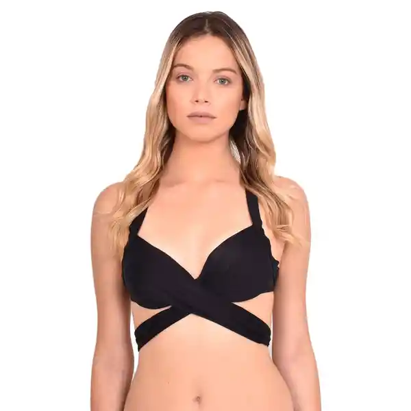 Bikini Estilo Sostén Con Barba Cruzado Color Negro Talla S Samia