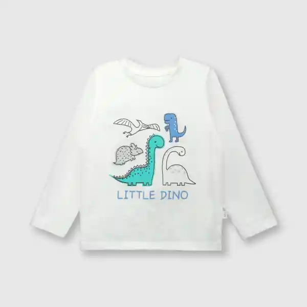 Polera Dino Bebé Niño White Talla 6/9M Colloky