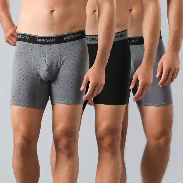 Pack Bóxer Medio Color Gris Talla XL Flores