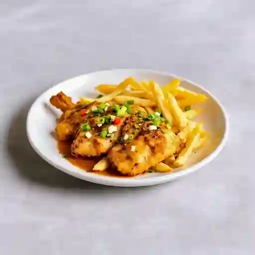 Pescado de cantones con papa fritas