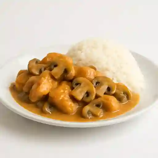 Pollo Champiñón con Arroz