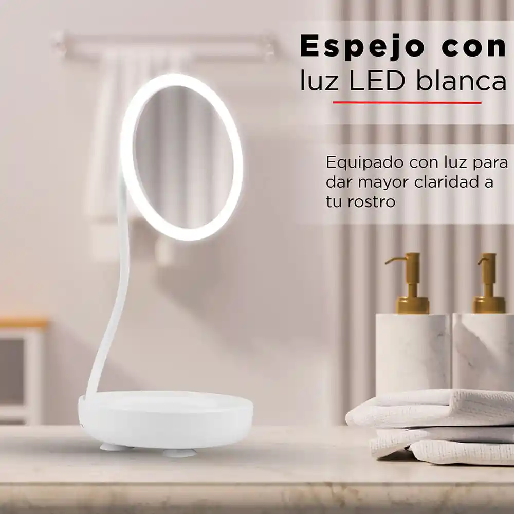 Miniso Espejo Circular Giratorio 360 Con Luz Led Mod S5501