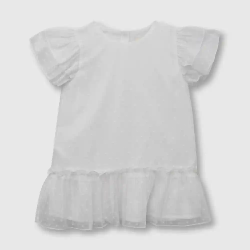 Vestido Ceremonia De Niña Blanco Talla 3/6 Meses