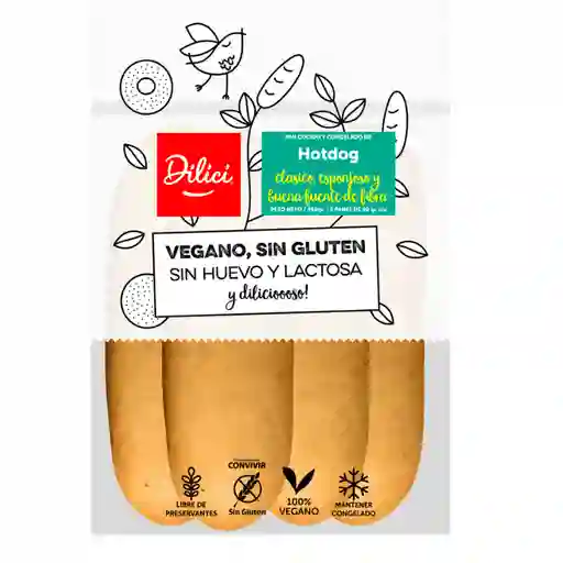 Dilici Pan Vegano Cocido y Congelado de Hot Dog