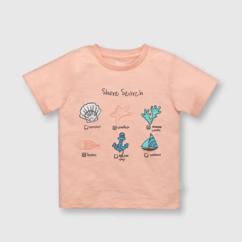 Polera Algas De Bebé Niño Naranja Talla 3/6m