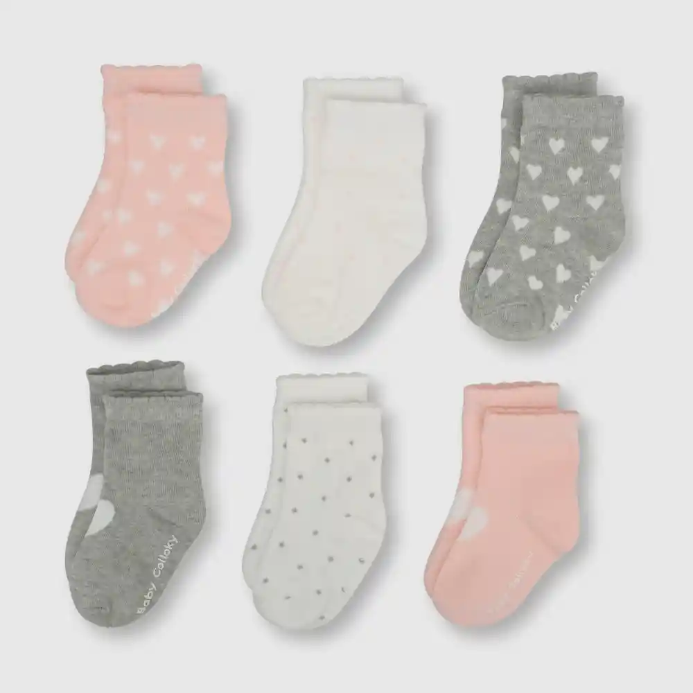 Pack Calcetines Deportivo Bebé Niña Rosado Talla 23/25