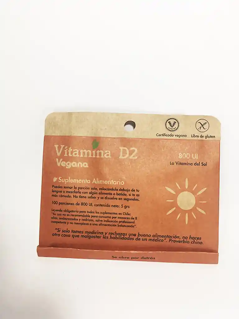 Dulzura Natural Suplemento Alimenticio Vitamina D2 Vegana