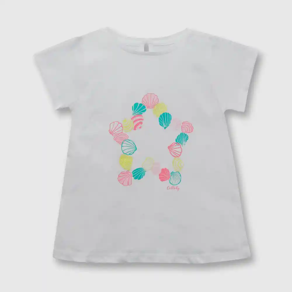 Polera Estrella De Mar De Niña Blanco Talla 3/6 Meses
