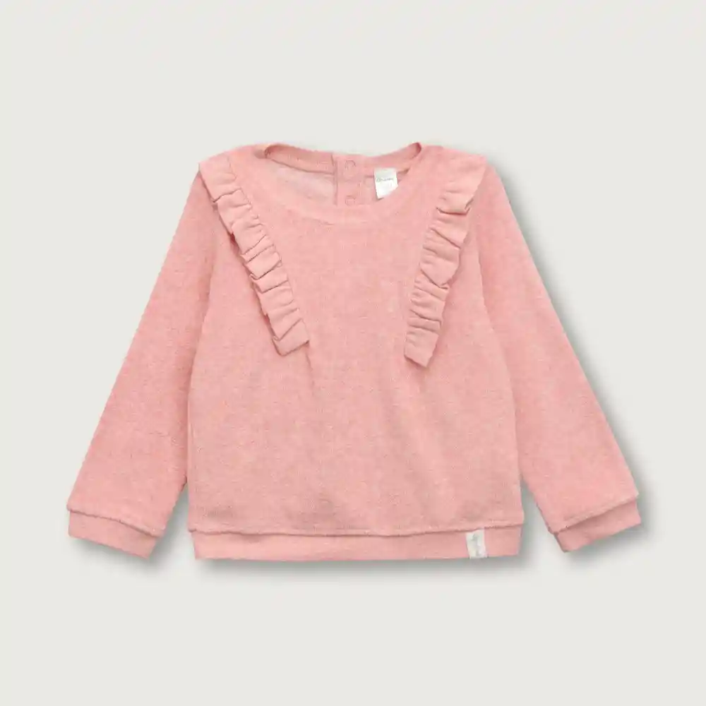 Polerón Con Vuelos De Niña Rosado Talla 12 Meses