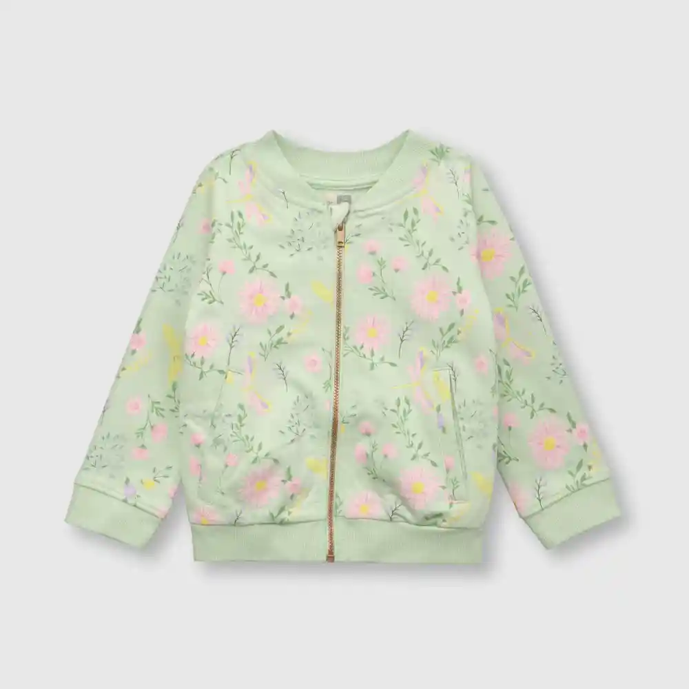 Polerón De Bebé Floreado Niña Menta Talla 9/12m
