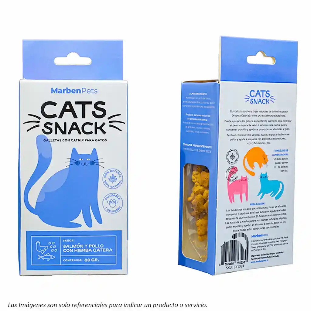Marben Pets Snack para Gato Sabor Salmón, Pollo y Catnip
